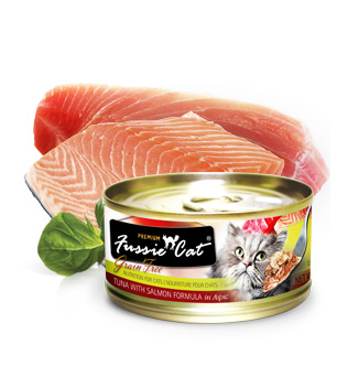 fussie cat纯天然猫罐头(吞拿鱼tuna/三文鱼salmon)80g